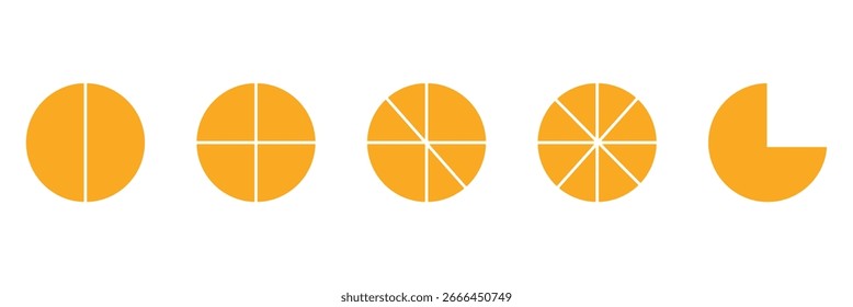 Conjunto de gráfico circular. Diagrama porcentual de círculo para infografía de aplicaciones, interfaz de usuario, Diseño web, presentación comercial, mapa de marketing o Ilustración vectorial de progreso de Descarga de fondo blanco aislado en eps10. 