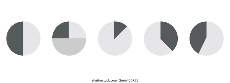 Conjunto de gráfico circular. Diagrama porcentual de círculo para infografía de aplicaciones, interfaz de usuario, Diseño web, presentación comercial, mapa de marketing o Ilustración vectorial de progreso de Descarga de fondo blanco aislado en eps10. 