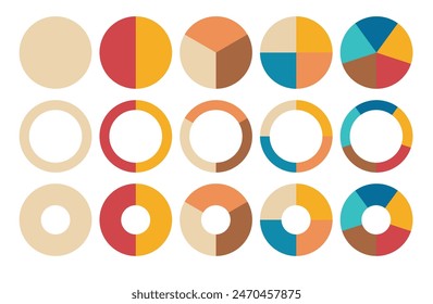 Pie chart set. Colorful diagram collection with. Circle icons for infographic. Vector