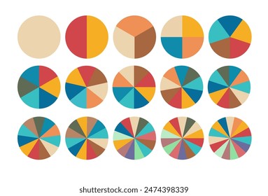 Pie chart set. Colorful diagram collection with. Circle icons for infographic. Vector