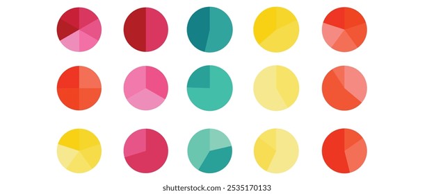 pie chart set, colorful diagram collection, vector illustration of infographic, ui, websites, and business