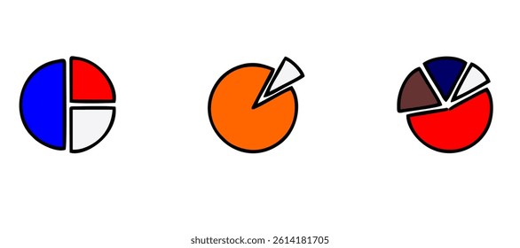 Pie chart set. Colorful diagram collection with 2,3,4,5,6 sections or steps. Circle icons for infographic, UI, web design, business presentation. Vector illustration