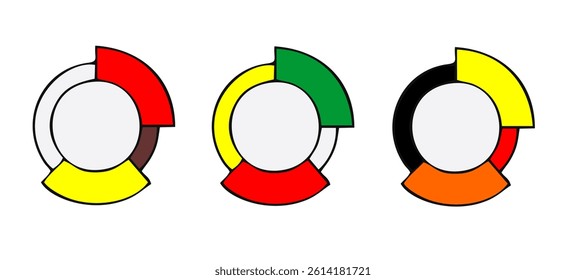 Pie chart set. Colorful diagram collection with 2,3,4,5,6 sections or steps. Circle icons for infographic, UI, web design, business presentation. Vector illustration