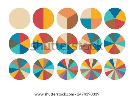 Pie chart set. Colorful diagram collection with. Circle icons for infographic. Vector