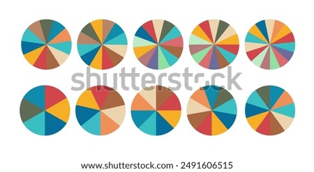 Pie chart set. Colorful diagram collection with. Circle icons for infographic. Vector