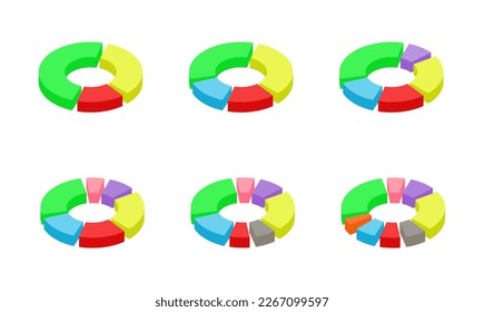 Pie chart set. Diagrams,isometric pie charts vector illustration