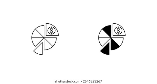 Pie Chart set icon with white background vector stock illustration