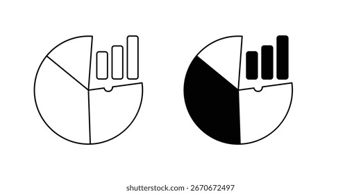 Icono de conjunto de gráfico circular con fondo blanco Ilustración de stock de Vector