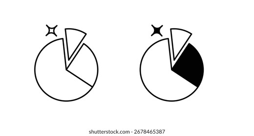 Pie chart set icon with white background vector stock illustration