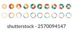 Pie chart set. Pie chart infographic icon set. Pie chart divided 1,2,3,4,5,6,7,8,9,10,equal parts. Infographic wheel segment and fraction. Vector illustration isolated on white background.