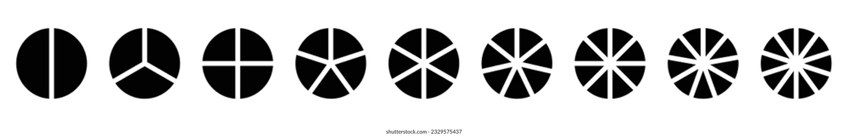 Pie Chart Set. Marketing-Präsentationsring mit Infografik-Teilen aus Daten und Business-Vektorelementen