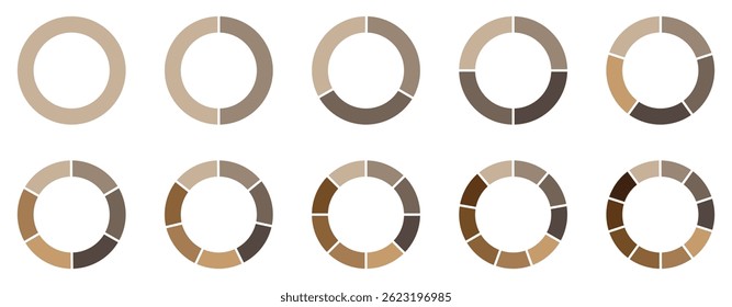 Pie chart set, segmented circle icons, circle diagram with sections or parts ,  vector-eps 10