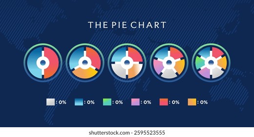 Pie chart set vector. Colorful diagram collection with 2,3,4,5,6 sections or steps. Circle icons for infographic, UI, web design, business presentation. Vector illustration.