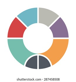 Pie chart of seven colored sections. Template infographics.