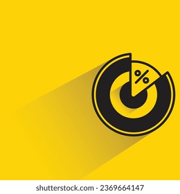 pie chart with shadow on yellow background