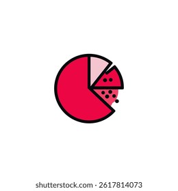 Pie chart shows fractions data minimal scene simple