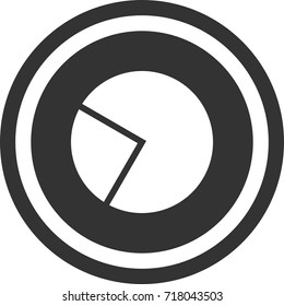 Pie chart sign ,dark round icon,