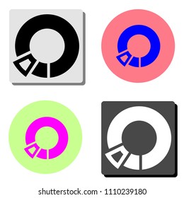 Pie Chart. simple flat vector icon illustration on four different color backgrounds