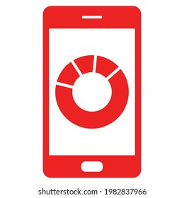Pie chart and smartphone on white