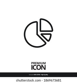 Pie chart symbol Vector line icon illustration mobile application. Simple flat modern design style. Black color.