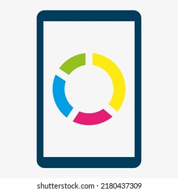 Pie chart tablet. Business concept. Chart concept. Vector illustration. stock image.