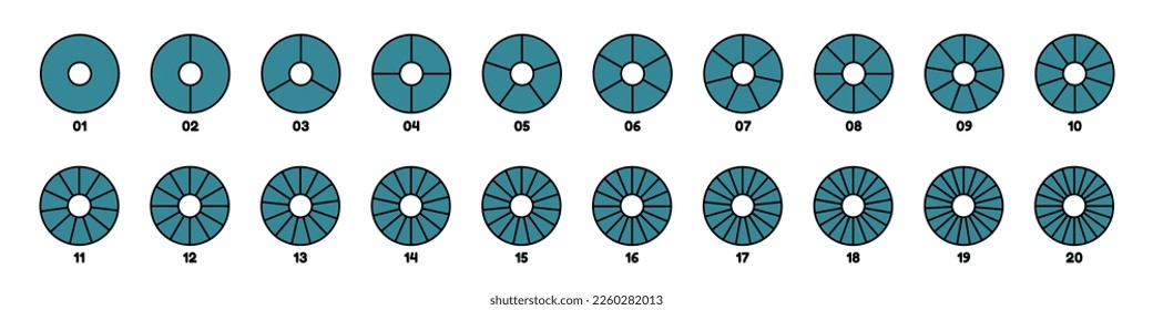Pie Chart Template Icons - Different Editable Vector Illustrations Isolated On Transparent Background