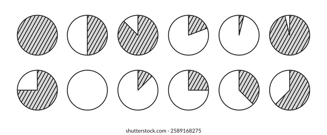 pie chart template illustration flat vector icon. editable, stroke pie chart. parts of the whole concept. Vector illustration
