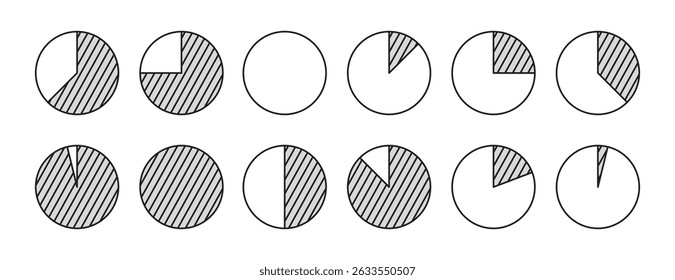 pie chart template illustration flat vector icon. editable, stroke pie chart. parts of the whole concept. Vector illustration