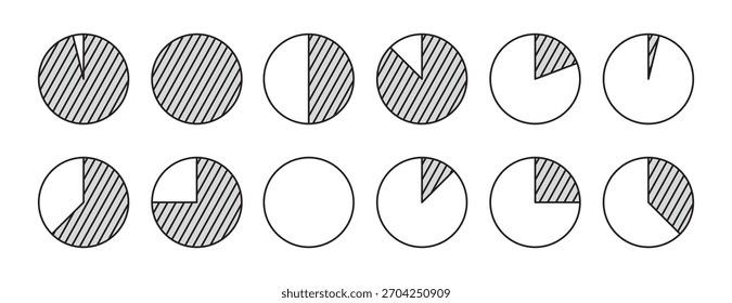 pie chart template illustration flat vector icon. editable, stroke pie chart. parts of the whole concept. Vector illustration
