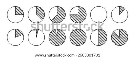 pie chart template illustration flat vector icon. editable, stroke pie chart. parts of the whole concept. Vector illustration