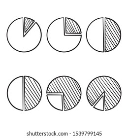 Pie Chart Template Illustration With Handdrawn Doodle Style Vector