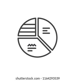 Pie chart with text outline icon. linear style sign for mobile concept and web design. Diagram simple line vector icon. Symbol, logo illustration. Pixel perfect vector graphics