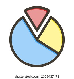 Pie Chart Thick Line Filled Colors For Personal And Commercial Use.
