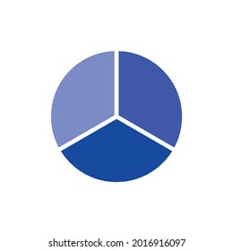 Pie chart with three same size sectors vector illustration on white background