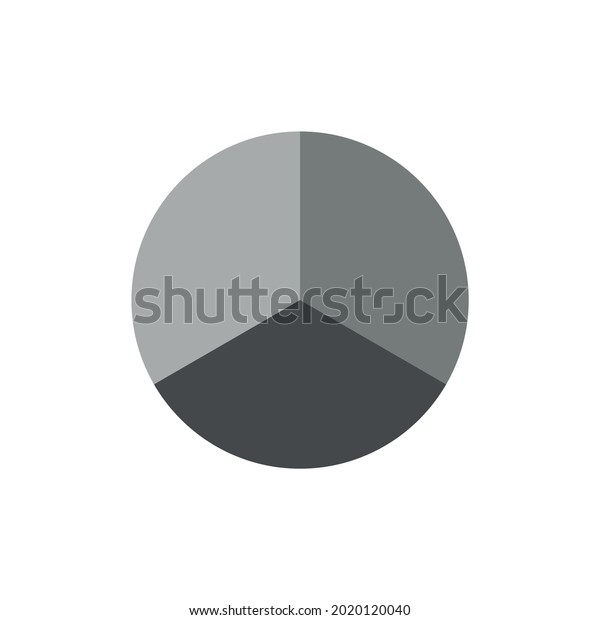 Pie chart with three same size sectors vector\
illustration on white\
background