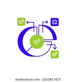 Pie Chart Two Tone Color Icon. linear style sign for mobile concept and web design. Outline vector icon.