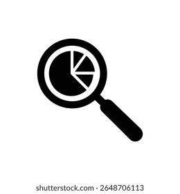 Pie Chart Under Magnifying Glass Icon Representing Data Analysis