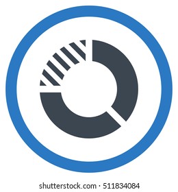 Pie Chart vector bicolor rounded icon. Image style is a flat icon symbol inside a circle, smooth blue colors, white background.