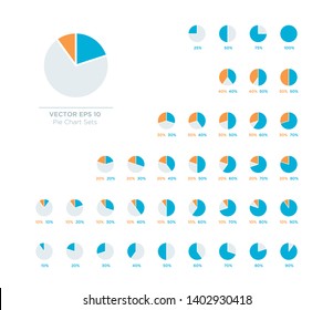 Pie Chart Vector Circle Diagram Infographic Flat Color Set