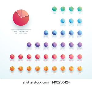 Pie Chart Vector Circle Diagram Infographic Gradient Set