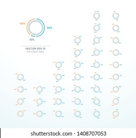 Pie Chart Vector Circle Diagram Infographic Outline Set