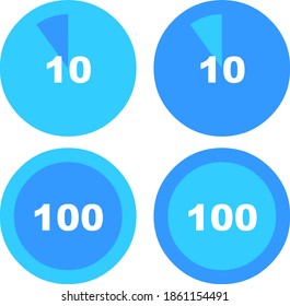 Pie Chart vector circle diagram info graphic, 10 and 100 percentage