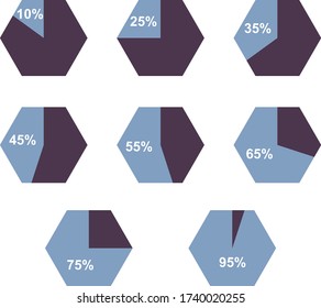 Pie Chart Vector Diagram, Info graphic, Set of 15 to 95 Percentage