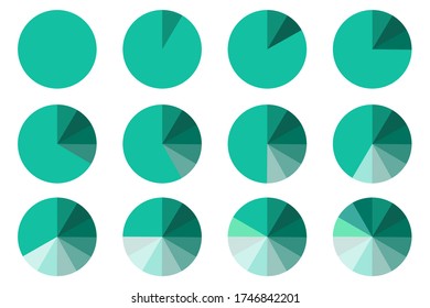 Pie chart vector icon. Color wheel divided into sectors. Stock Photo.