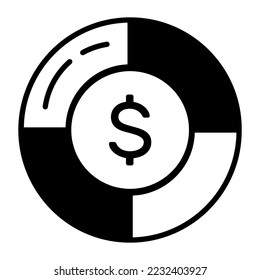 Pie chart vector icon isolated on white background