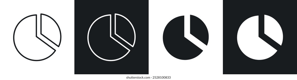 Pie chart vector icon set in black and white