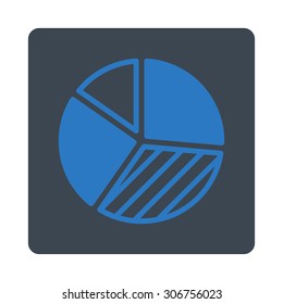 Pie Chart vector icon. This flat rounded square button uses smooth blue colors and isolated on a white background.