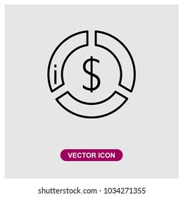 Pie chart vector icon in trendy flat style isolated on grey background