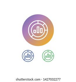 Pie Chart Vector Illustration, outline sign with colorful gradient