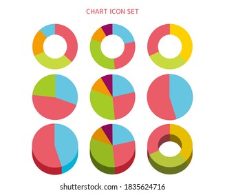 Pie chart vector illustration set. questionnaire. chart